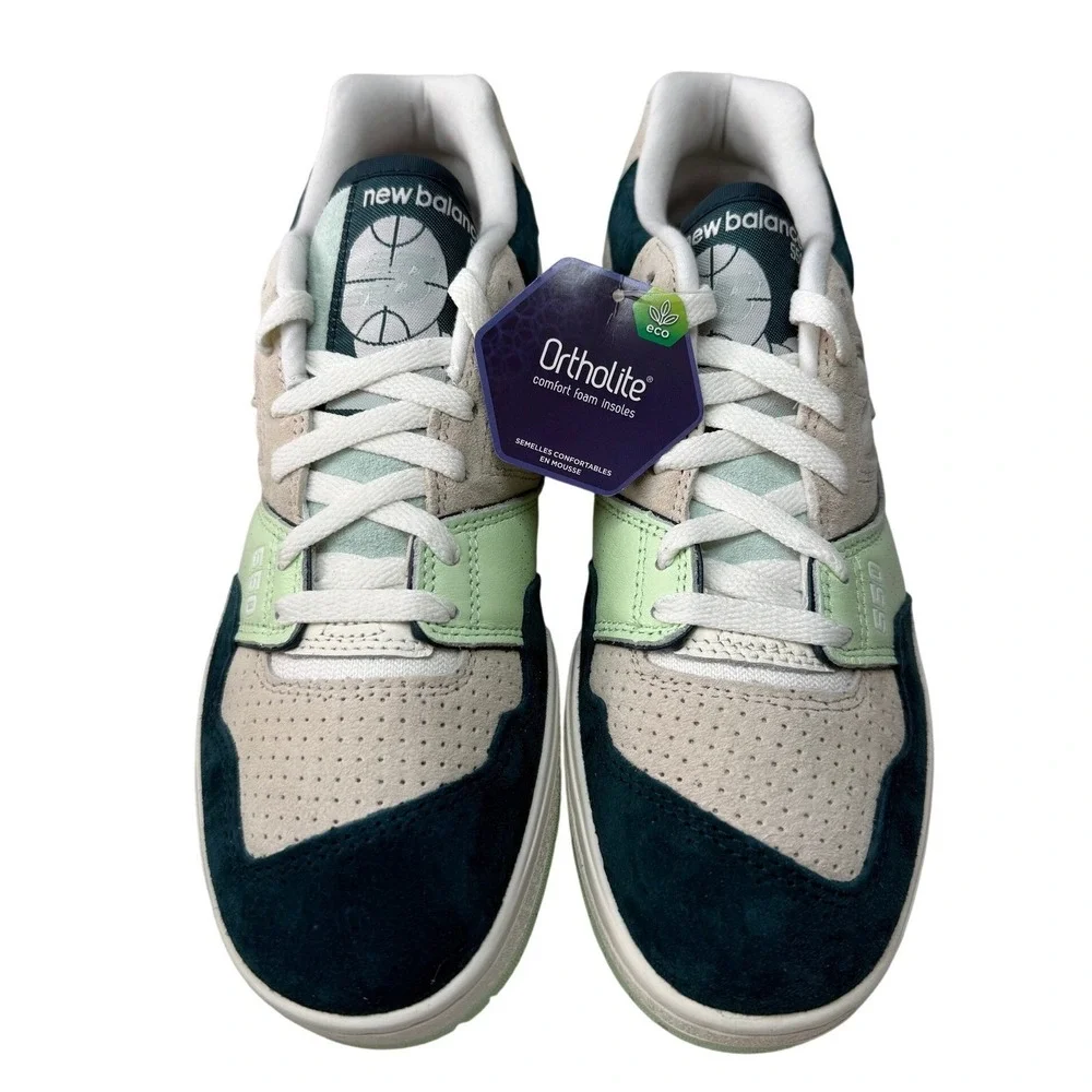 New Balance 550 Green Grey Suede BB550FLV Sneakers Mens 8.5 Womens 10 NEW